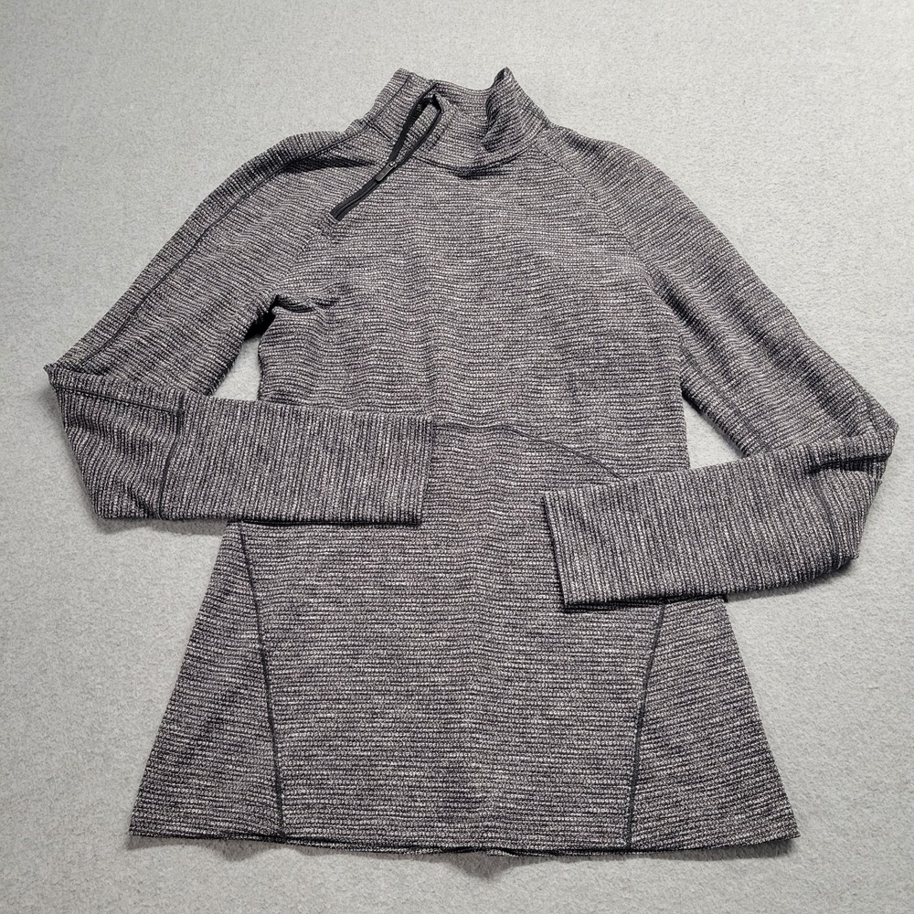 Lululemon Asymmetrical 1/4 Zip Space Dye Pullover Grey White Long Sleeve Top‎